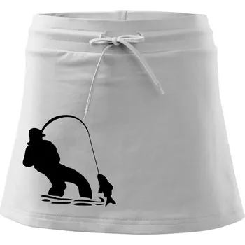 Dámská sukně Rybář tahající rybu - Sportovní sukně - two in one - XL ( Bílá )