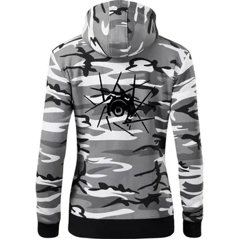 Dámská mikina Cyclo výplet - Dámská mikina trendy zipper s kapucí - XS ( Šedý maskáč )