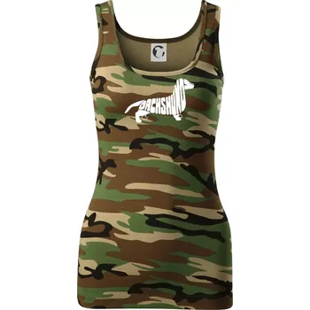 Dámské tričko Jezevčík - Dachshund - Dámské Maskáčové tílko - L ( Hnědý maskáč )