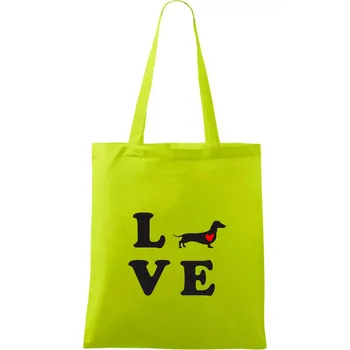 Jezevčík - Love - Taška bavlněná - 42 x 38 cm ( Limetková )