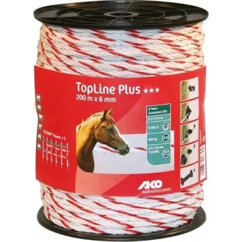 Ohradník Ohradníkové lanko AKO TopLine Plus bílé/červené 6mm/200m