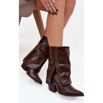 Dámské kozačky Boto Kovbojky s obráceným kotníkem a zdobením zateplené Inessia Barva: Béžová, Velikost: 37