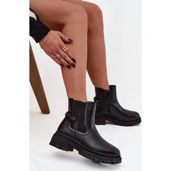 Dámské kozačky Boto Kozačky kozačky na zip s dekorativními detaily zateplené Verisse Barva: Černá, Velikost: 40