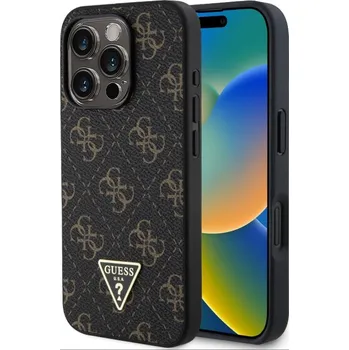 Pouzdro na mobilní telefon Guess PU Leather 4G Triangle Metal Logo Zadní Kryt pro iPhone 16 Pro Black
