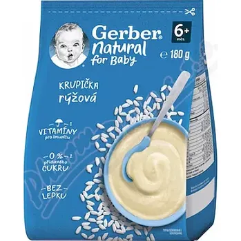 Kojenecká výživa Gerber Natural rýžová krupička 180g 6M+