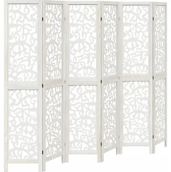 Paraván Paraván skládací s prolamovaným vzorem, masivní dřevo Paulownia, bílý, 210-215 x