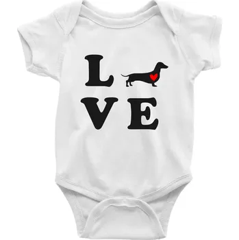 Kojenecké oblečení Jezevčík - Love - Body kojenecké s krátkým rukávem - Krátký r. 18-24 měs ( Bílá )