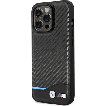 Pouzdro na mobilní telefon BMW M PU Carbon Blue Line Zadní Kryt pro iPhone 14 Pro Max Black