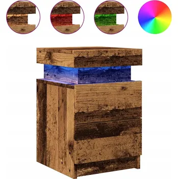Noční stolek Noční stolek s RGB LED osvětlením, dřevěný materiál, 35x39x55 cm