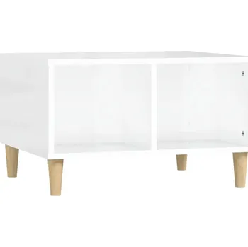 Konferenční stolek Konferenční stolek skandinávský styl s přihrádkami, bílý lesk, 60x50x36,5 cm