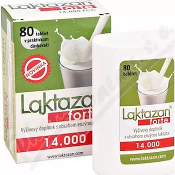 Lék při potížích s trávením Laktazan forte 14.000 FCC tbl.80