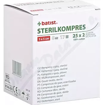 Lék na kožní problémy, vlasy a nehty STERILKOMPRES gáza 8vr.17n.5x5cm 25x2ks