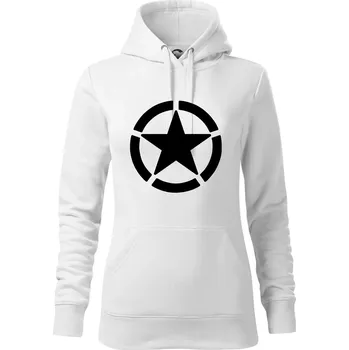 Dámská mikina Army hvězda - Mikina dámská Cape s kapucí - XS ( Bílá )