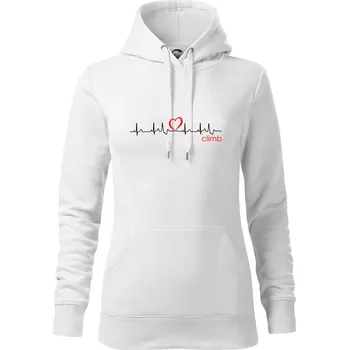Dámská mikina Moje srdce bije pro climb (horolezení) - Mikina dámská Cape s kapucí - XS ( Bílá )