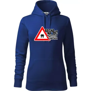 Dámská mikina Bacha na mě! Můj táta je kamioňák - Mikina dámská Cape s kapucí - XS ( Královská modrá )
