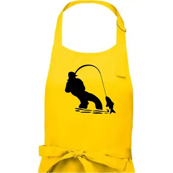 Kuchyňská zástěra Rybář tahající rybu - Dámská zástěra na vaření - Univerzální velikost ( Žlutá )