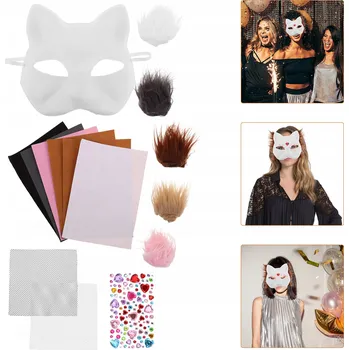 Obraz Plastová maska na obličej – zvířata, bílá