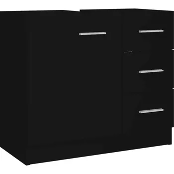Koupelnový nábytek Skříňka pod umyvadlo, černá, dřevěná, 63x30x54 cm