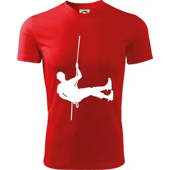 Chlapecké tričko Visící horolezec - Dětské triko sportovní (dresovina) - 146 cm/10 let ( Červená )