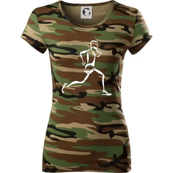 Dámské tričko Běžec - Dámské maskáčové triko - XS ( Hnědý maskáč )