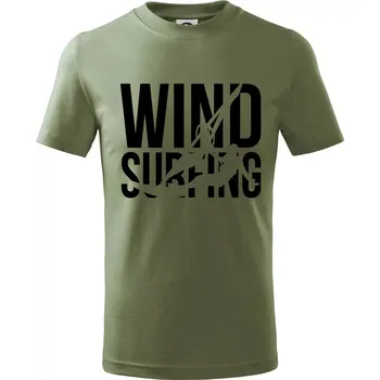 Chlapecké oblečení Windsurfing nápis - Tričko dětské bavlněné - 104-110cm / 3-4 roky ( Khaki )