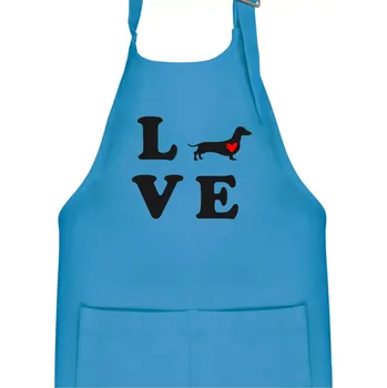 Kuchyňská zástěra Jezevčík - Love - Dětská zástěra na vaření - Univerzální velikost ( Světlý tyrkys )