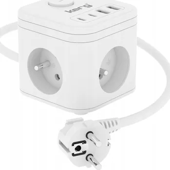 NAPÁJECÍ KOSTKA 3 ZÁSUVKY + NABÍJEČKA 2xUSB + 2xUSB-C 1,5m 16A/250V