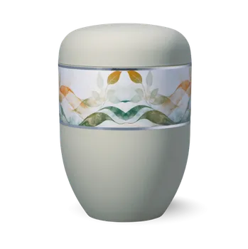 Smuteční dekorace Ekologická urna Elegance Aquarelle - Abstraktní listy