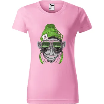 Dámské tričko levne-damske-bavlnene-tricko-potisk-gorila-hipster Velikost dámská trička Basic: XXL šířka 59, délka 69, Odstín dámské tričko Basic: Růžové