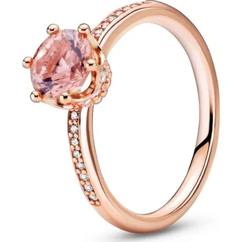 Šperk PANDORA Solitérní prsten Růžová třpytivá korunka 50