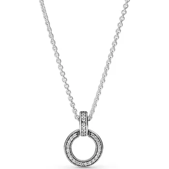 Módní doplněk PANDORA náhrdelník s Dvojitým kruhovým přívěskem