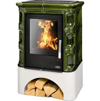 Krbová kamna ABX Marina KP I TV 6,9kW bílý sokl zelená