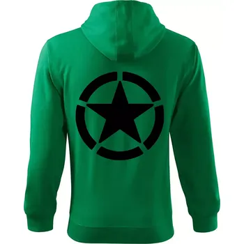 Pánská mikina Army hvězda - Mikina s kapucí na zip trendy zipper - S ( Středně zelená )