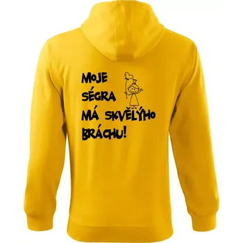 Pánská mikina Moje ségra má skvělýho bráchu - Mikina s kapucí na zip trendy zipper - 2XL ( Žlutá )