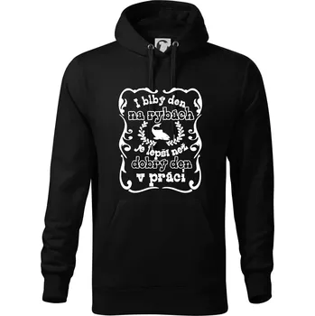 Pánská mikina I blbý den na rybách - Mikina pánská Cape s kapucí - 5XL ( Černá )