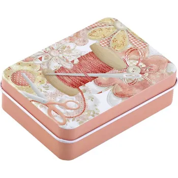 Organizér galanterie Plechová krabička na šití, malé, 5 broskvová