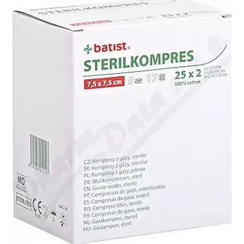 Krytí na ránu STERILKOMPRES gáza 8vr.17n.7.5x7.5cm 25x2ks