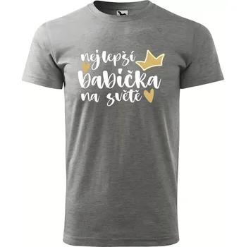 Pánské tričko Sablio Tričko s potiskem Nejlepší babička na světě s korunkou - šedé 2XL