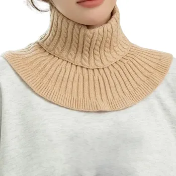 Šála Dámská pletená šála 15 x 16 cm Měkký bavlněný límec pro zimní nošení Elegantní hřejivý doplněk z jemné pleteniny pro moderní ženský styl krémová