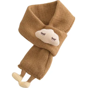 Šála Dětská šála 55 x 8 cm S 3D roztomilým emoji a nožičkami Měkký doplněk z polyesteru a akrylu Hřejivá pohodlná šála pro chlapce i dívky s veselým motivem hnědá