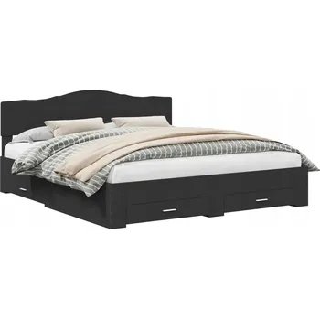 Postel Rám postele se zásuvkou Černá 200 x 200 cm kompozitní dřevo