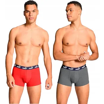 Boxerky PUMA Pánské boxerky 2 kusy Bavlna Červené Red Grey Logo Velikost XXL