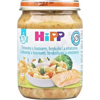 Dětská výživa HiPP Těst.s losos.brokolicí a smet.BIO 15+m 250g