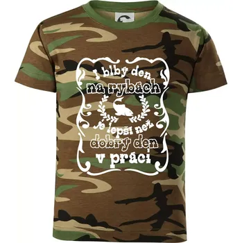 Chlapecké tričko I blbý den na rybách - Dětské maskáčové triko - 146 cm/10 let ( Hnědý maskáč )