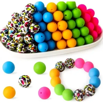 Sada silikonových korálků 15 x 15 mm Kulaté kreativní korálky 20 ks v 5 barvách po 4 kusech Materiál pro výrobu náramků náhrdelníků a dekorací