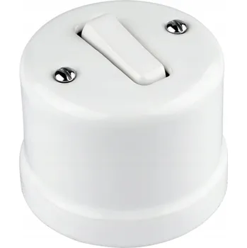 vypínač RETRO vypínač keramika nástěnný bílý bez rámečku