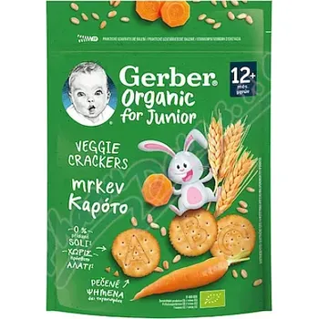 Kojenecká výživa GERBER Krekry s mrkví 12m+ BIO 100 g