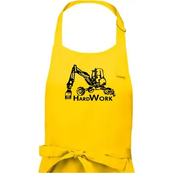 Kuchyňská zástěra Hard Work kráčivý bagr - Dámská zástěra na vaření - Univerzální velikost ( Žlutá )
