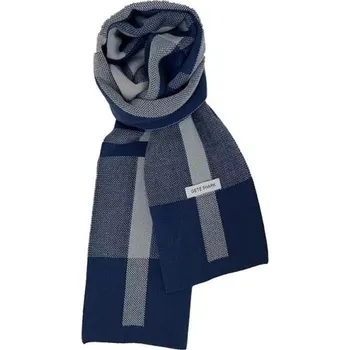 Šála Pánská kostkovaná šála 180 cm Teplý měkký doplněk na zimu Elegantní pánská šála z polyesteru a akrylu Stylový zimní oděvní doplněk tmavě modrá