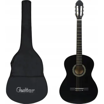 Klasická kytara Kytara Klasická 4/4 s krytem, masivní lipové dřevo, černá, 101 x 30,5 cm